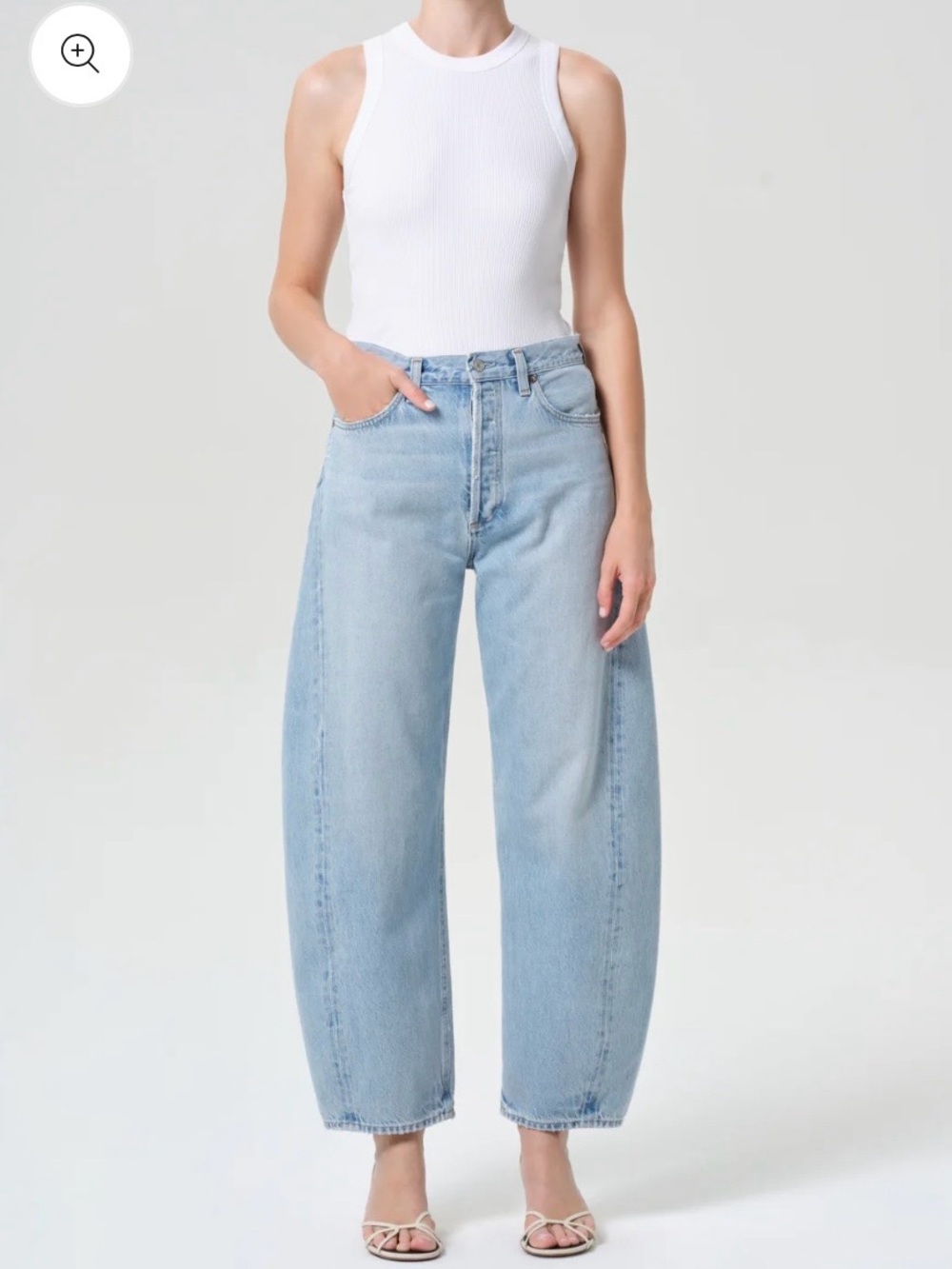 Like New- Agolde Luna high-rise pieced taper jeans - Light Wash- Size 29